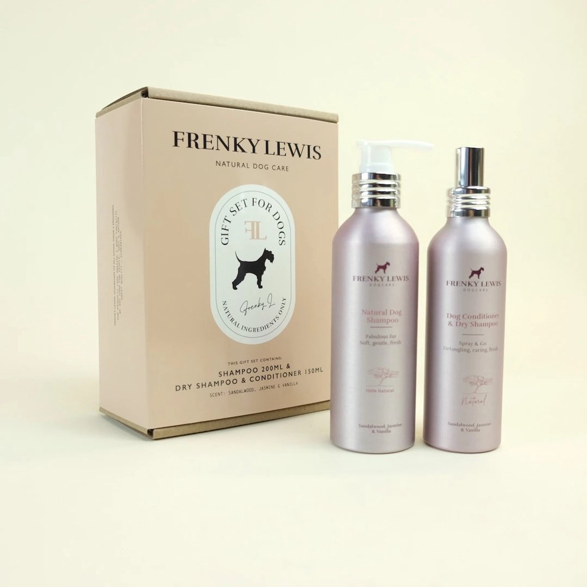 Gift Set 200ml Dog Shampoo + 150ml Dog Conditioner & Dry Shampoo - Sandalwood, Jasmine, Vanilla