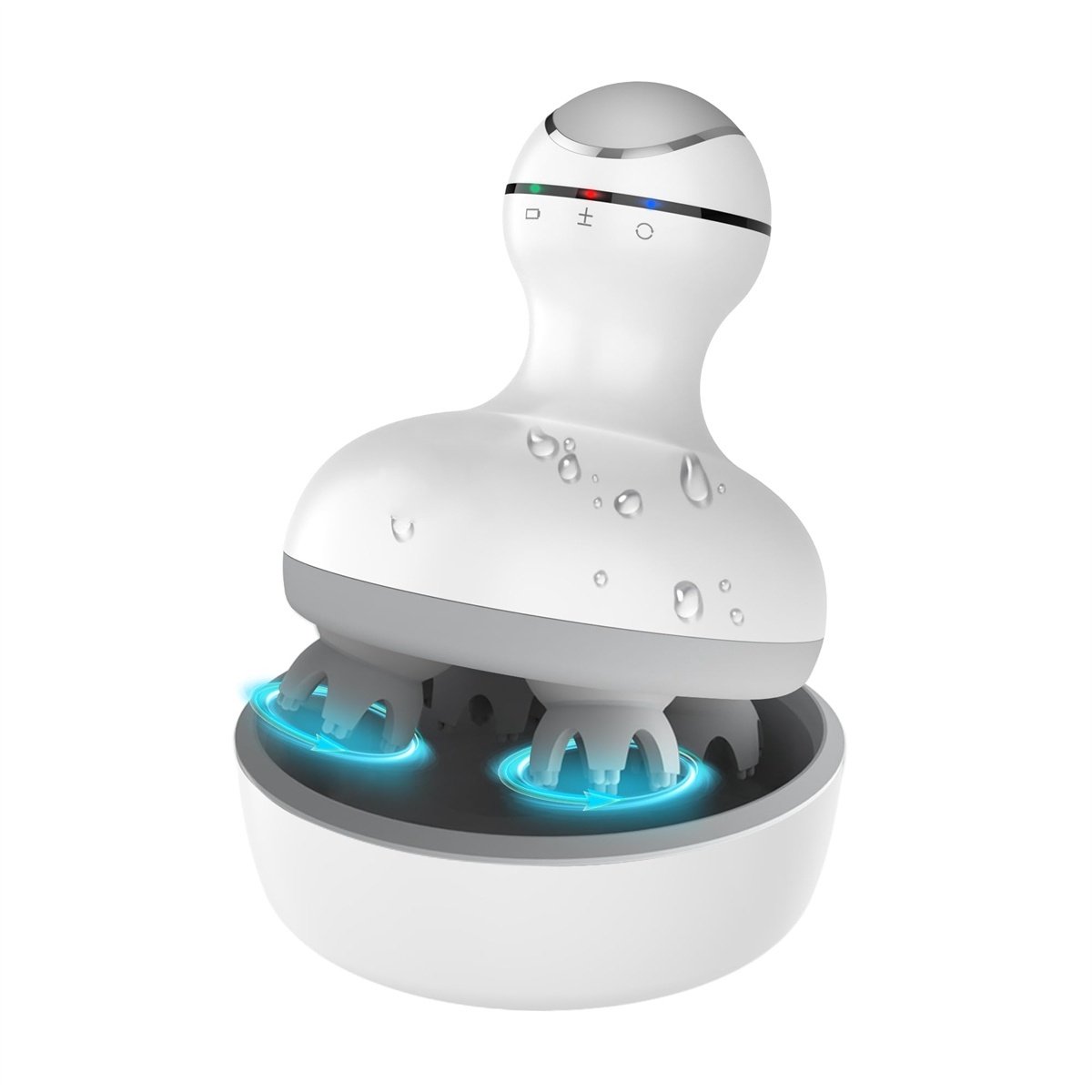 TOVBMUP Elektrische hoofdhuidmassager - Draagbaar - Waterdicht - Draadloos - Oplaadbaar - Elektrisch - 4 kneedmassagekoppen - Voor ontspanning