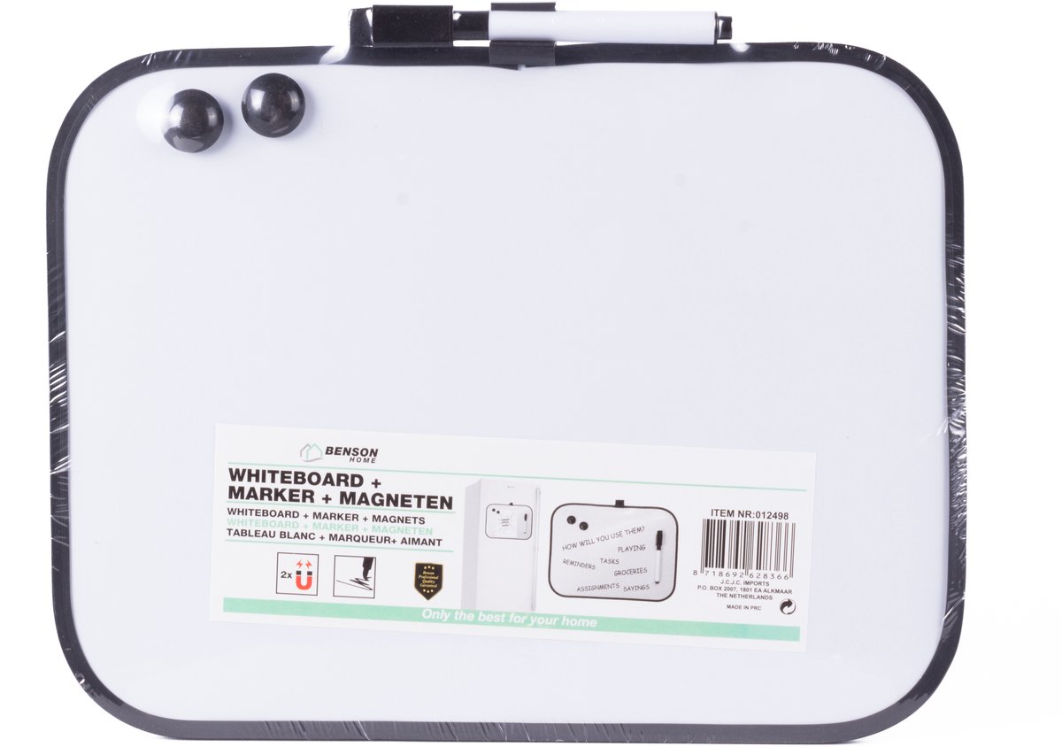 Whiteboard met marker en 2 magneten