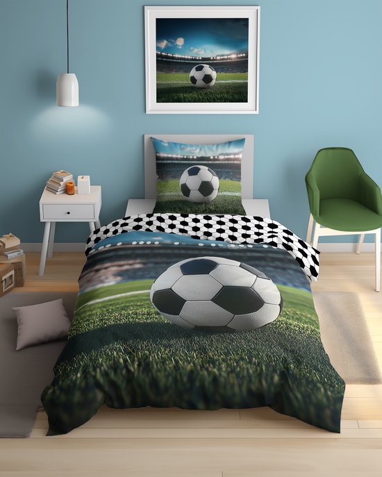 Glow in the dark dekbedovertrek Voetbal 140x200 Kussensloop 70x80 Katoen 2in1 van Merkloos — afbeelding 4