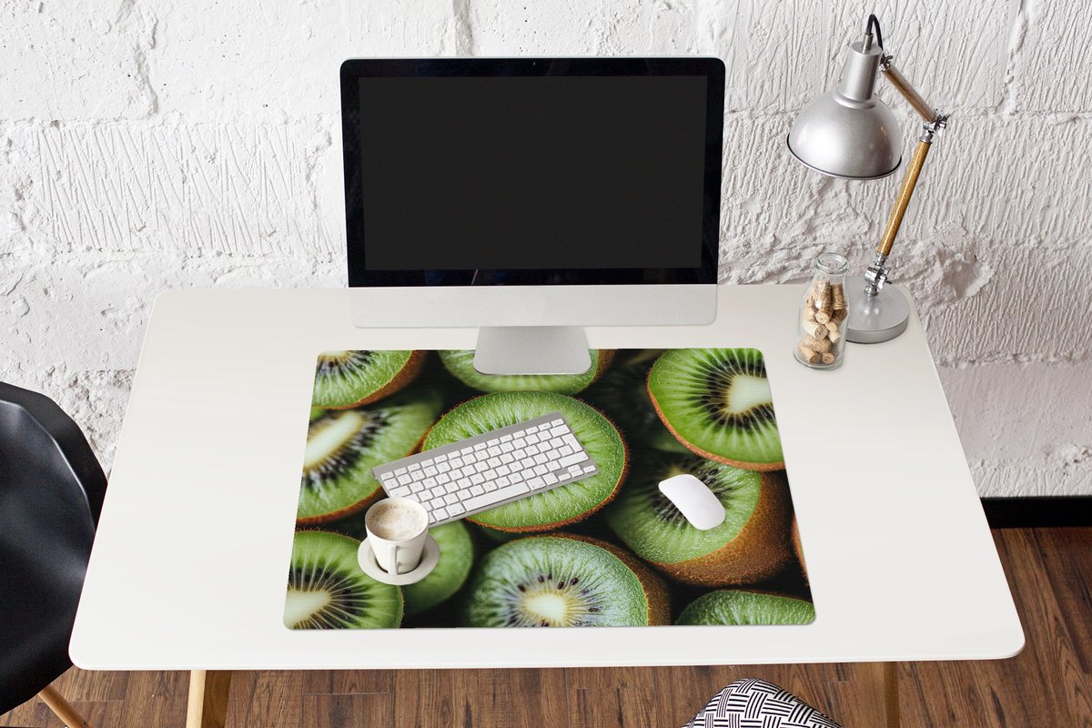 Muismat XXL 80x60 cm - Bureau onderlegger - Bureau mat Kiwi - Fruit - Groen - Bureaumat - Gaming mousepad xl - Bureaulegger groot - Computer deskmat