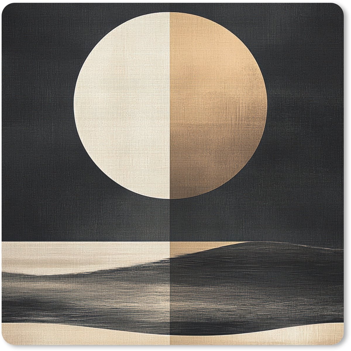 Muismat 20x20 cm - Mousepad Maan - Cirkel - Goud - Muismatten