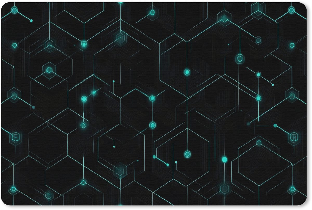Muismat XXL 90x60 cm - Bureau onderlegger - Bureau mat Gaming - Netwerk - Blauw - Punten - Patroon - Bureaumat - Gaming mousepad xl - Bureaulegger groot - Computer deskmat