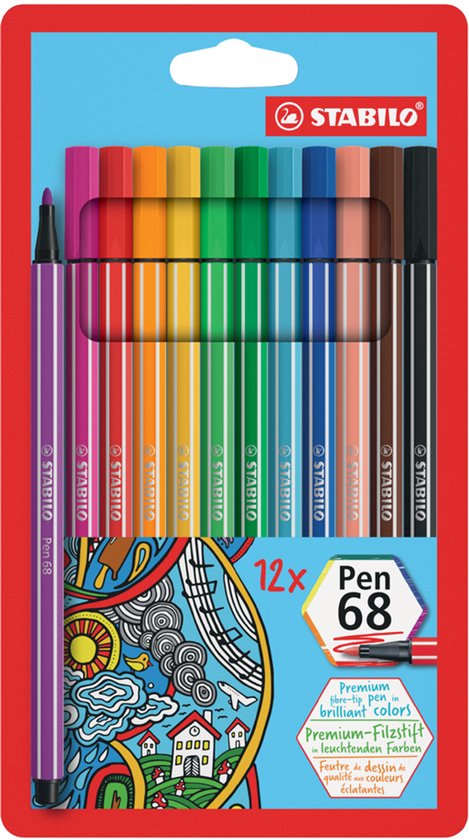 STABILO Pen 68 Stylos feutre - Boîte 10 pcs