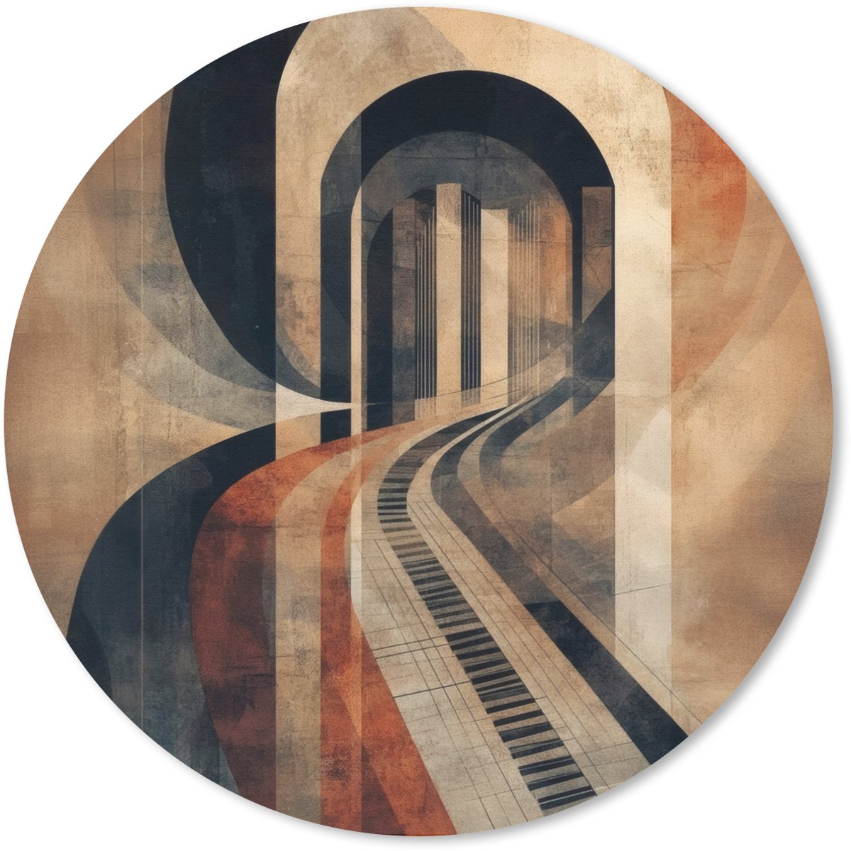 Muismat rond 20x20 cm - Mousepad Piano - Toetsen - Abstract - Ronde muismatten