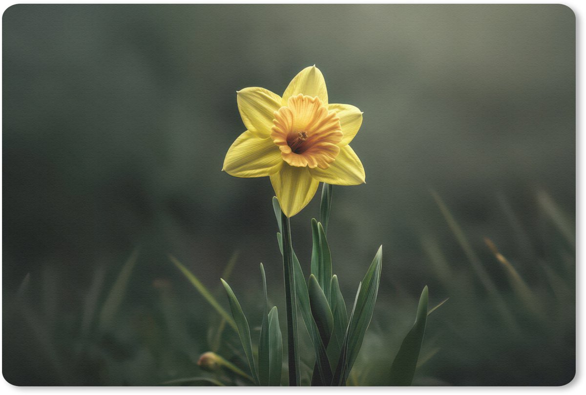 Muismat 27x18 cm - Mousepad Bloem - Narcis - Gras - Geel - Muismatten