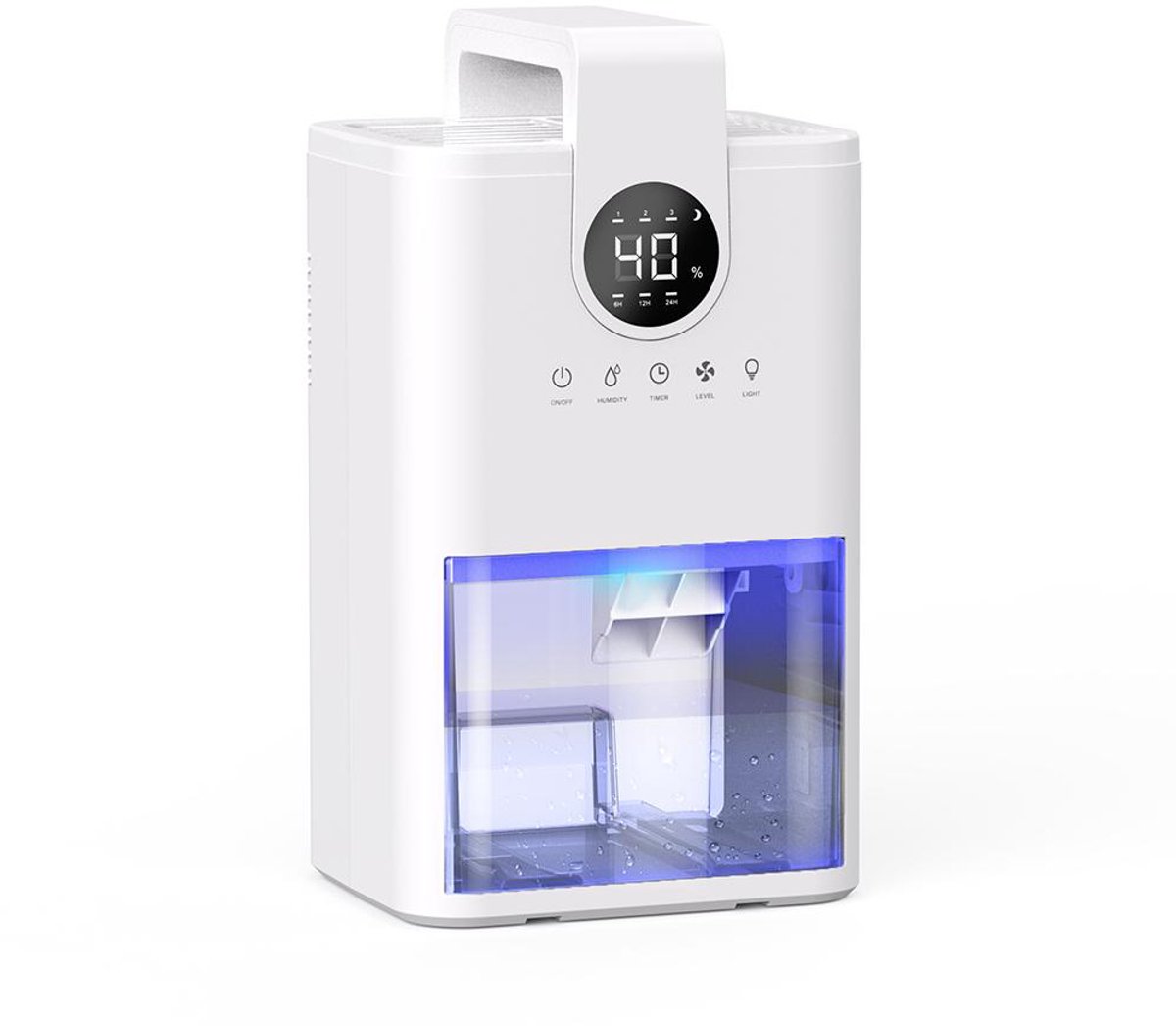 Gloovon® - Luchtontvochtiger - 230ML per dag - 1L Waterreservoir - LED - Luchtontvochtiger Slaapkamer - Dehumidifier - Geschikt voor Woonkamer, Slaapkamer & Badkamer - Wit