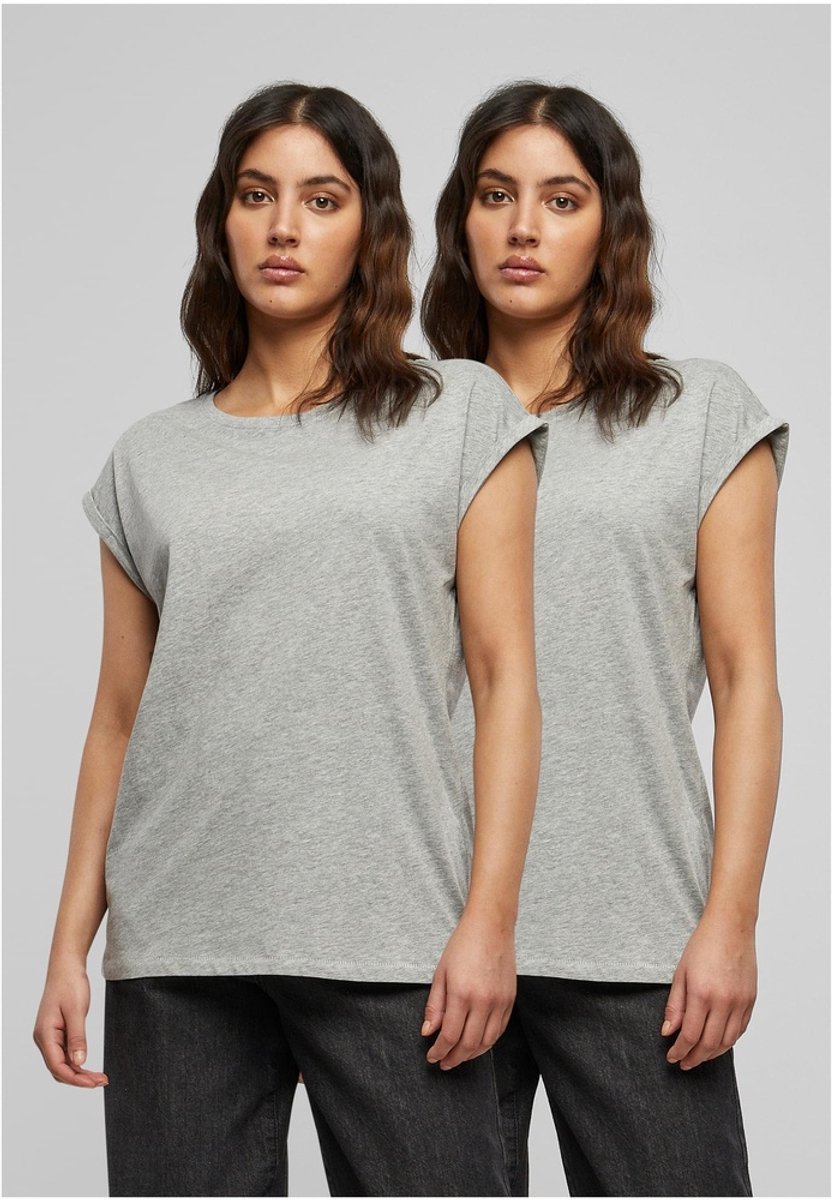 Urban Classics Damen Pre-Pack Ladies Extended Shoulder Tee 2-Pack PP771P -S Grijs