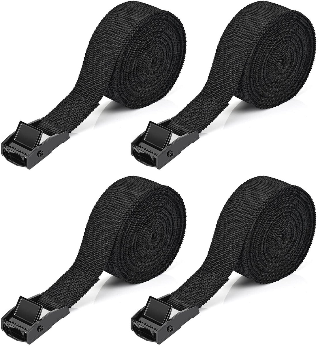 Spanbanden - Bevestigingsband - Zwart - 2,5 meter - 4 stuks