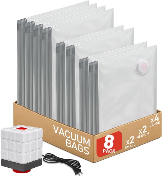Vacuüm Zakken Met Pomp Hangende Vacuümzakken Voor Kleding – 6 Stuks, 110x70 Cm, Met Handpomp, Ruimtebesparend Hangende Vacuümzakken 110x70 Cm Seizoenskleding Handpomp