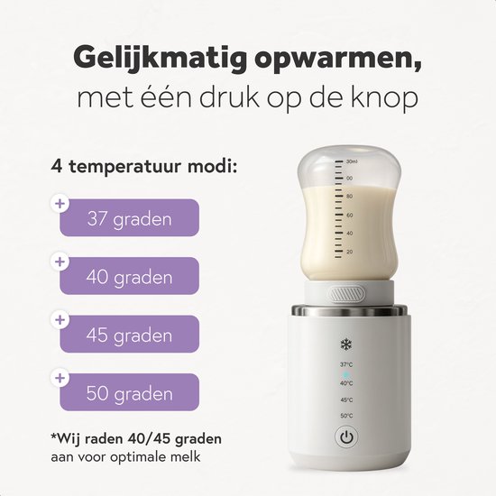 Draagbare Flessenwarmer onderweg - Gelijkmatig verwarmen - Draadloze Flesverwarmer voor baby - Flessenverwarmer draadloos - Qwali — afbeelding 3