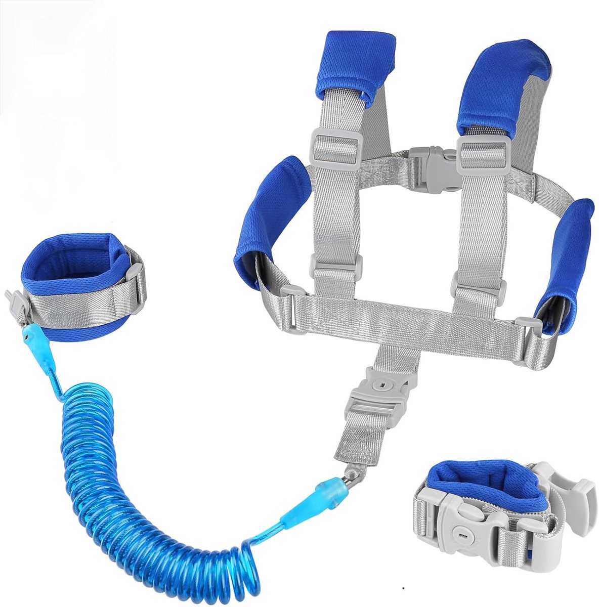 Twee-in-één baby draagzak anti-verlies polsband peuter schouderband, baby riem, peuter riem, polsband (2 in 1 donkerblauw 8,2 ft)...