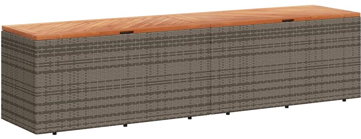 vidaXL - Tuinbox - 220x50x54 - cm - poly - rattan - en - acaciahout - grijs