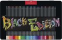 Zwart etui met 36 kleurpotloden boven en onder, met 'Black Edition' graffiti op de muur.