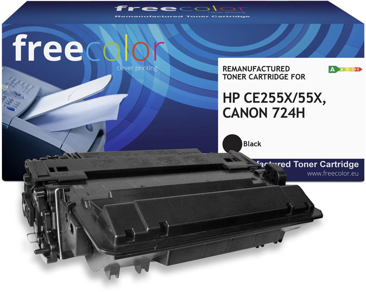 Freecolor - Vervangt HP 55X (CE255X), Canon 724H Toner - Zwart - 12.500 pagina's - Compatible
