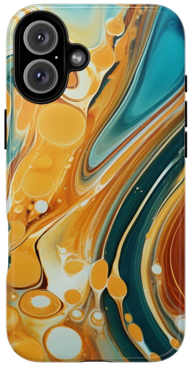 Turquoise en Honing Swirl Epoxy Patroon – Telefoonhoesje Geschikt voor iPhone 16 Plus