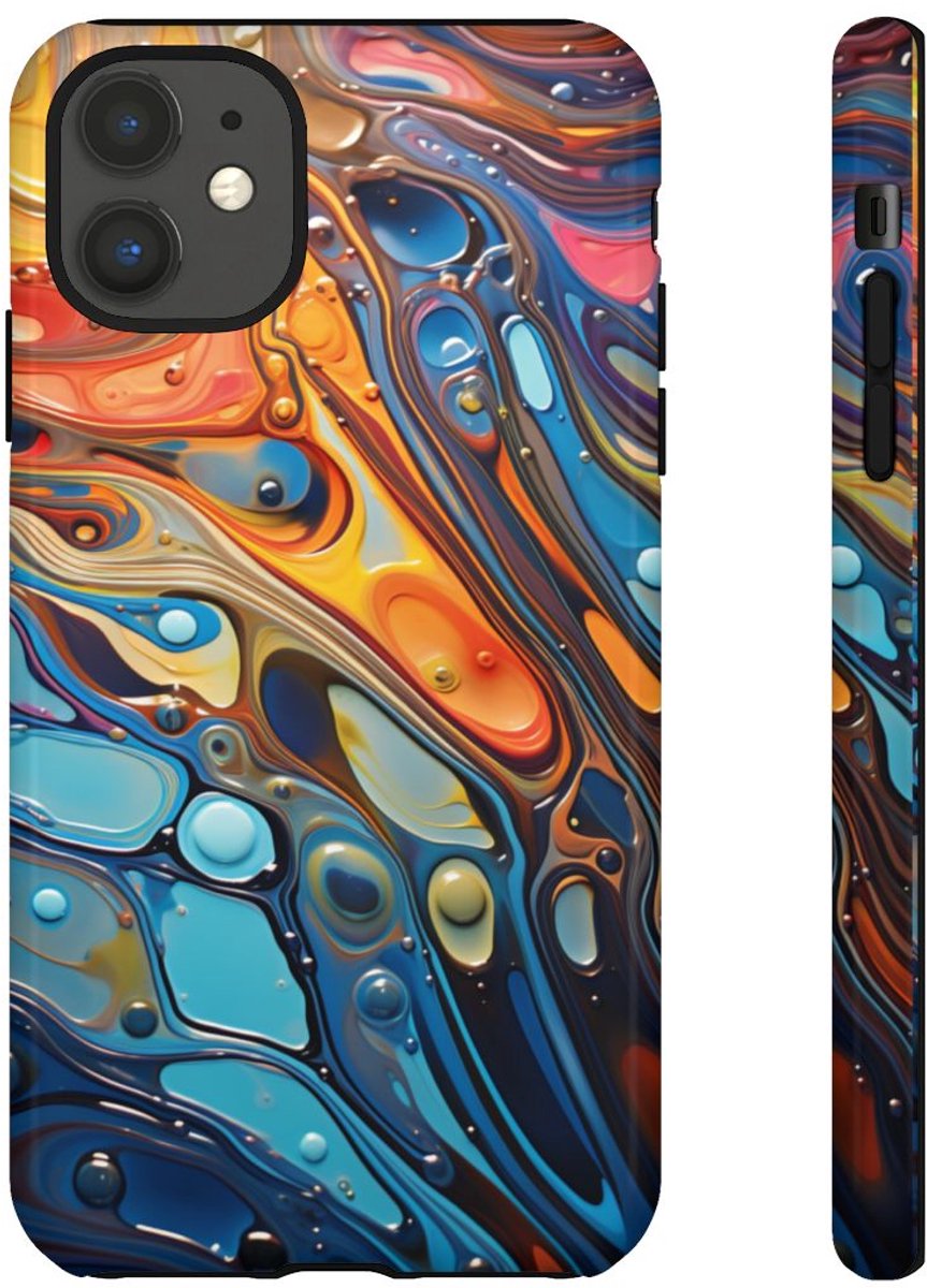 Levendige Abstracte Vloeistofgolven – Telefoonhoesje Geschikt voor iPhone 11