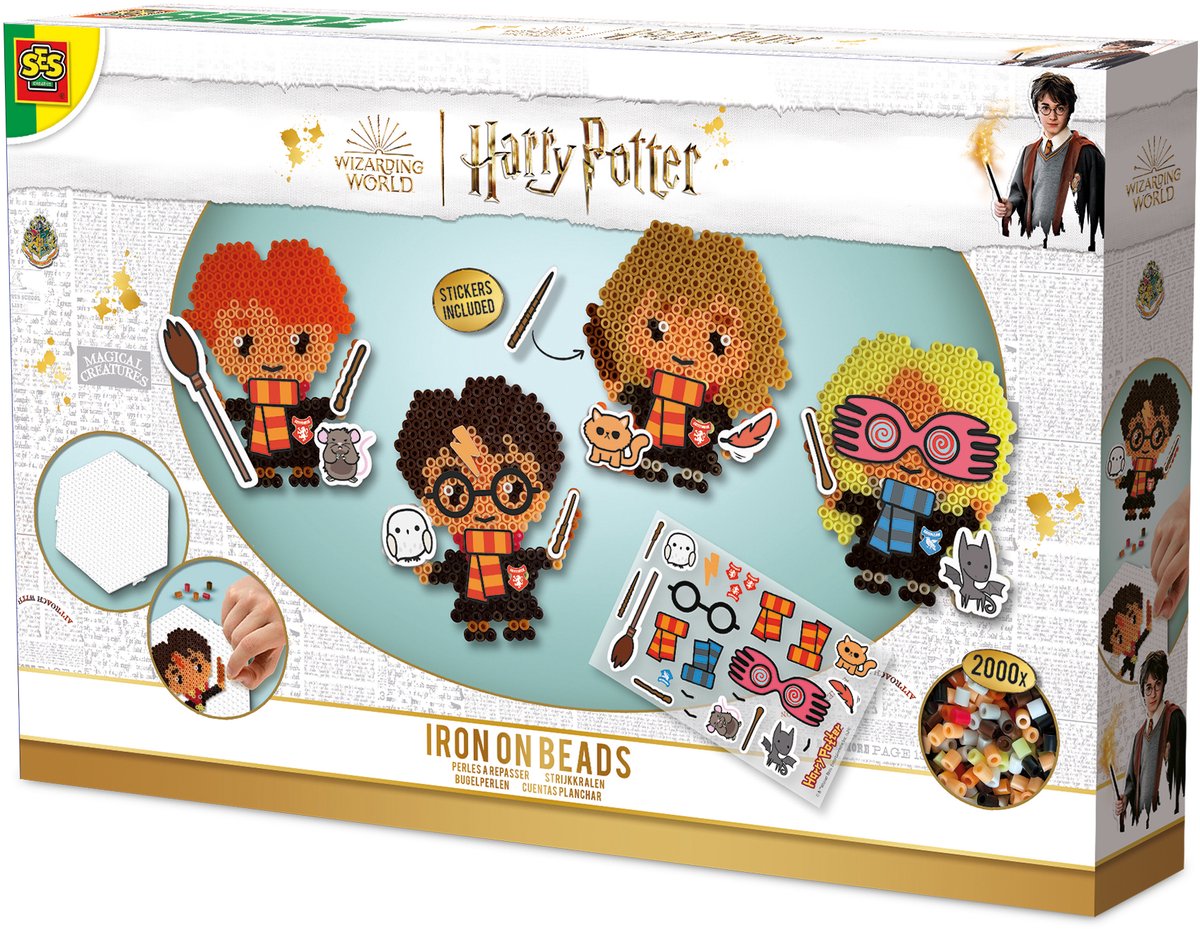 SES Beedz - Harry Potter - Strijkkralen set van 2000 strijkkralen incl. legbord en stickers - strijkparels
