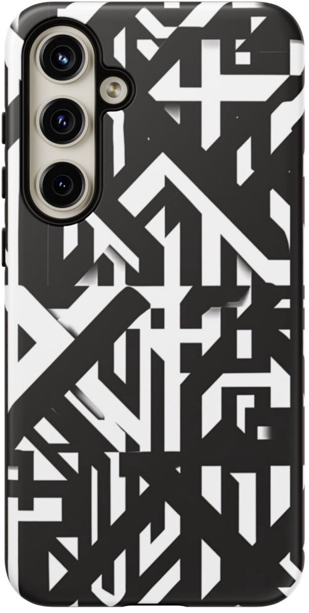 Zwart-Wit Geometrisch Patroon – Telefoonhoesje Geschikt voor Samsung Galaxy S24 Plus