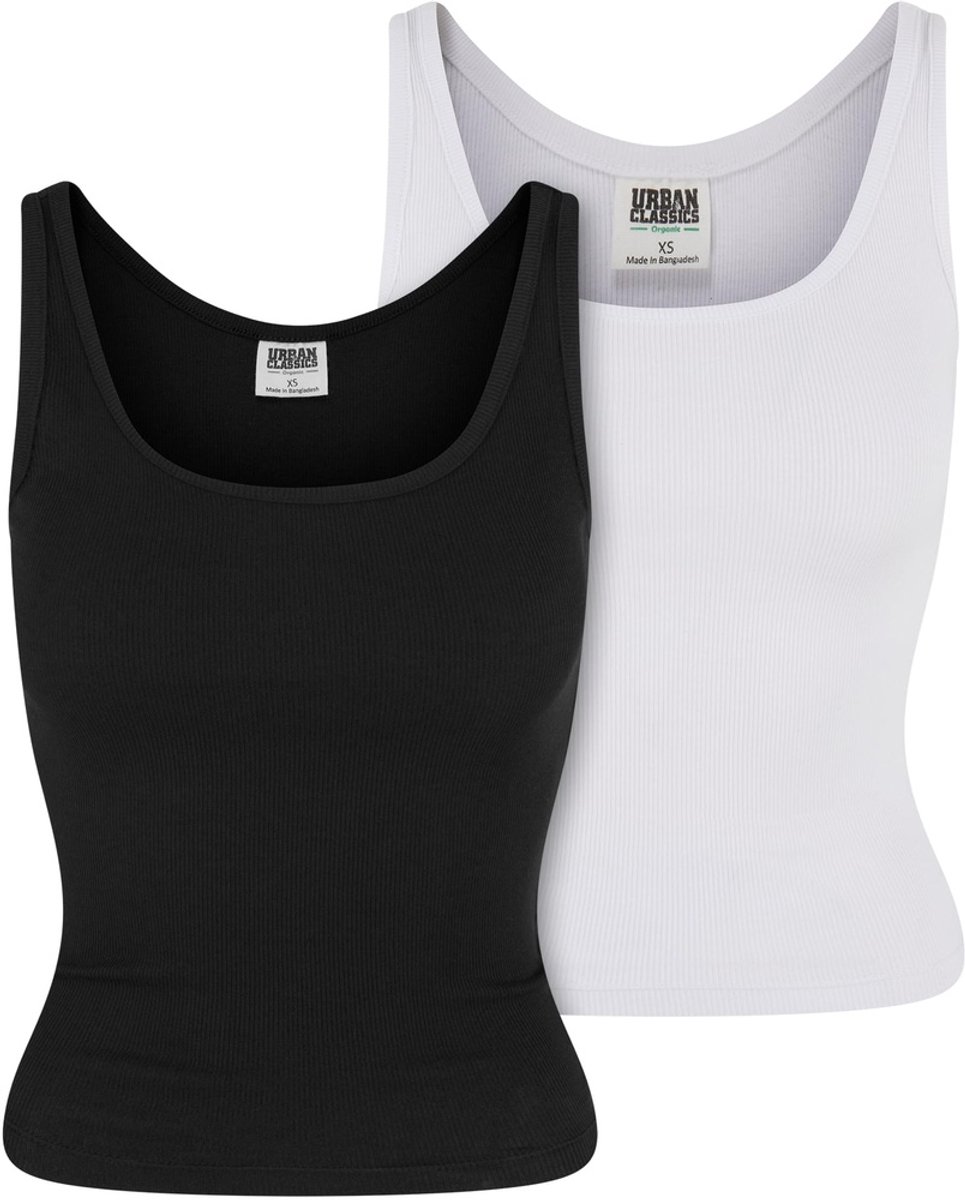 Urban Classics Organic Basic Rib 2-Pack Mouwloze top 4XL Zwart