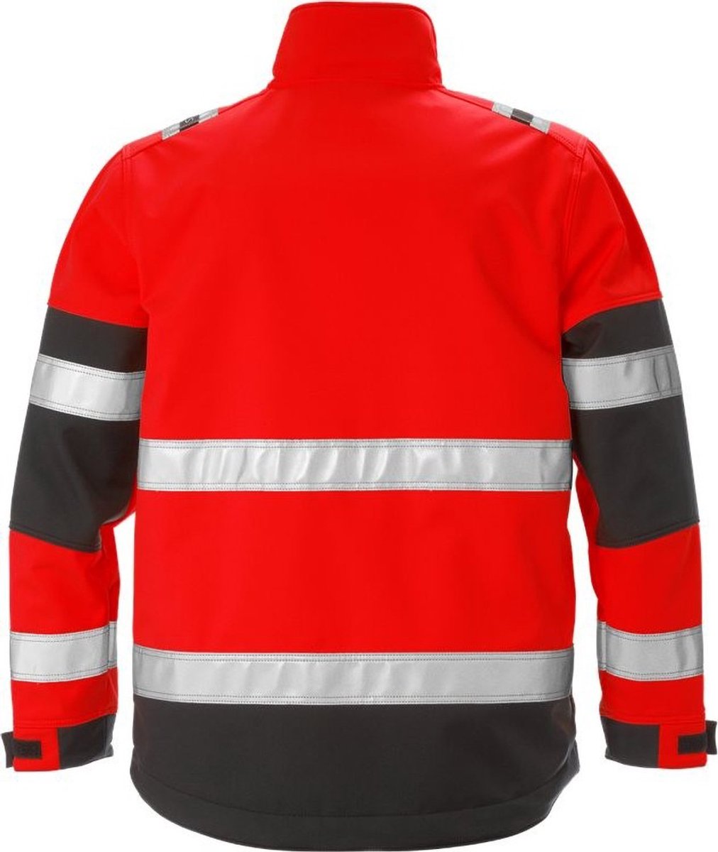 Fristads Hi Vis Softshelljack Klasse 2 4083 Wyh - Hi-Vis rood/zwart - 2XL