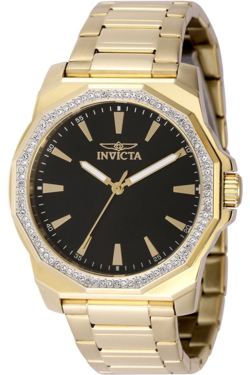 Invicta Speedway 49107 Heren Horloge - Waterdicht - Analoog - Quartz Uurwerk - Roestvrij Staal met zwarte Wijzerplaat - 42mm