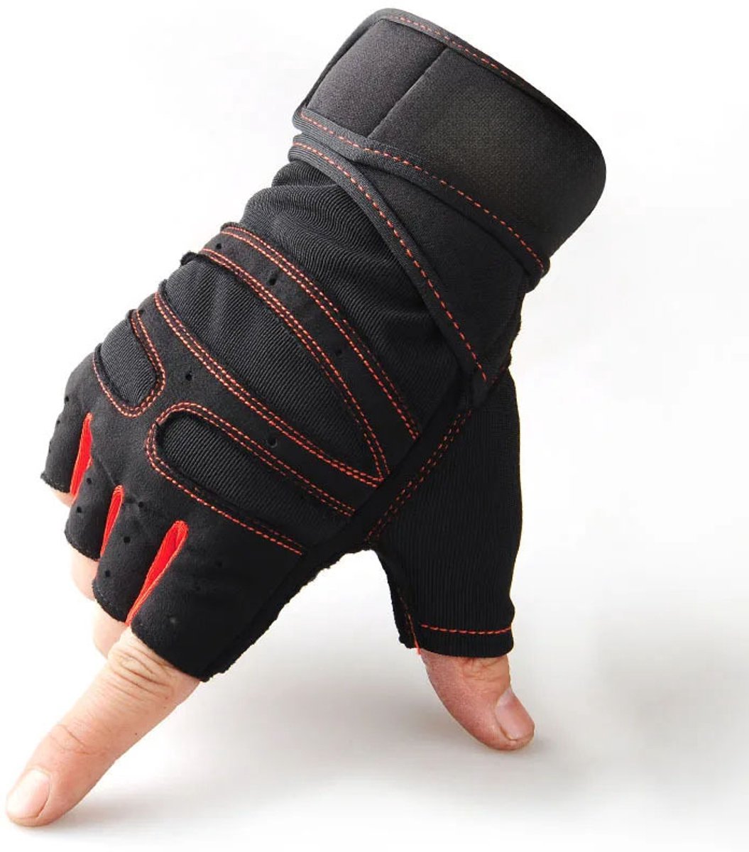 Fitness handschoenen zonder vingers maat L – sport handschoenen met polssteun voor heren & dames – krachttraining, dumbbell, fietsen, boksen, crossfit, haltertraining