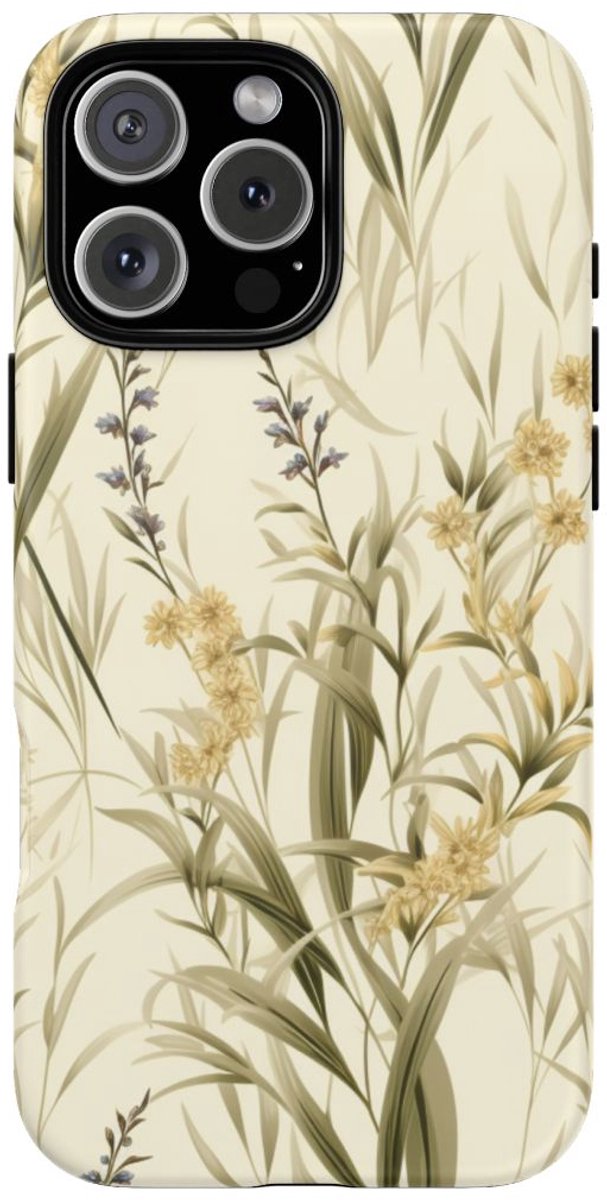 Gedroogd Gras en Weideplanten Patroon – Telefoonhoesje Geschikt voor iPhone 16 Pro Max