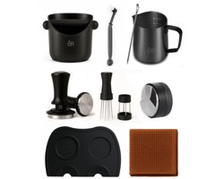 Adore Maison Barista Tools Set – 51mm - Tamper Pro, Koffieverdeler, WDT Tool Pro, Schoonmaakborstel, Tampermat, Melkkan 350ml, Espresso Lepel, Knockbox & Vaatdoek – Alles-in-1 Koffie Tools voor Thuisbarista’s