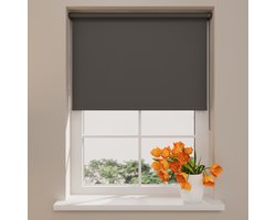 Radeco® Rolgordijn Verduisterend - Mini - Donker Grijs - 60 x 150 cm - Full Color - Rolgordijn zonder boren