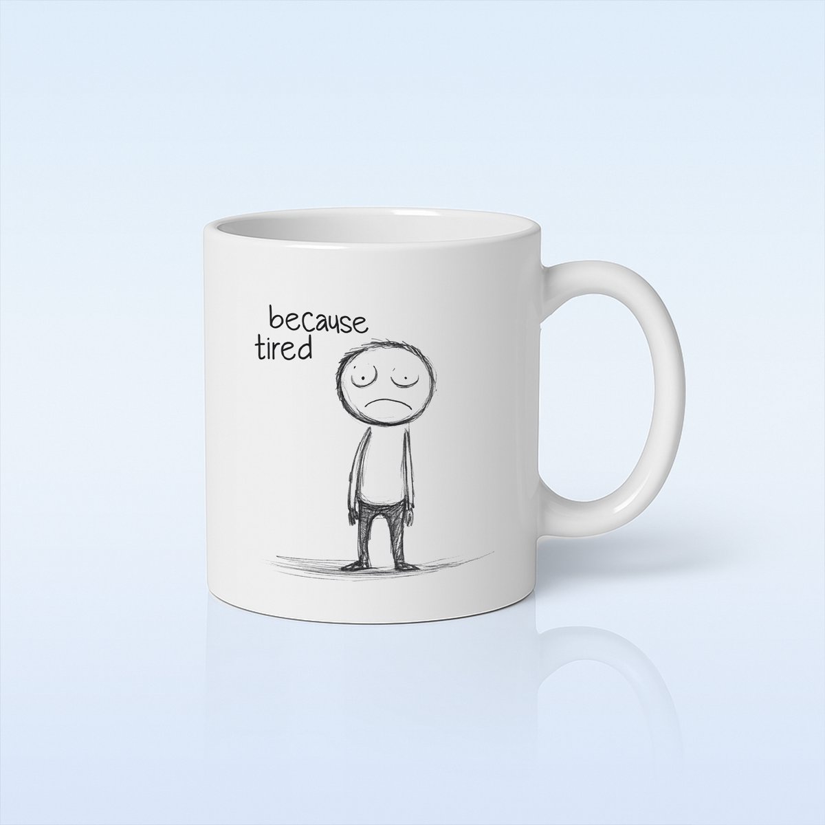 330ml "Omdat Moe" Grappige Minimalistische Stokfiguur Koffiemok – Perfect voor Werk & Thuis