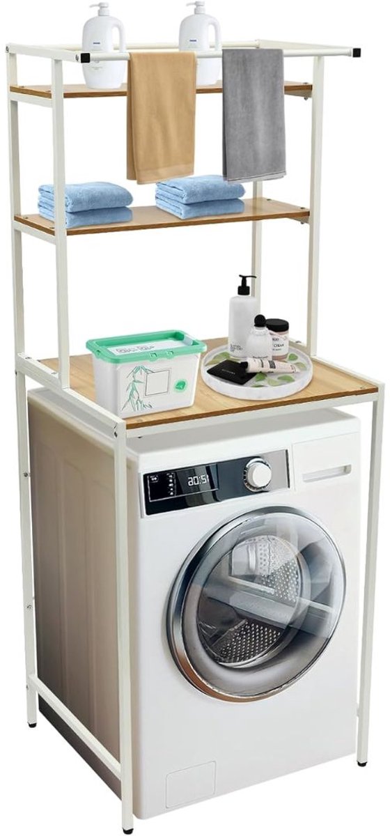 ApexArte® Wasmachine Ombouw - Opbouwmeubel - Kast Wasdroger - Meubel - Wit