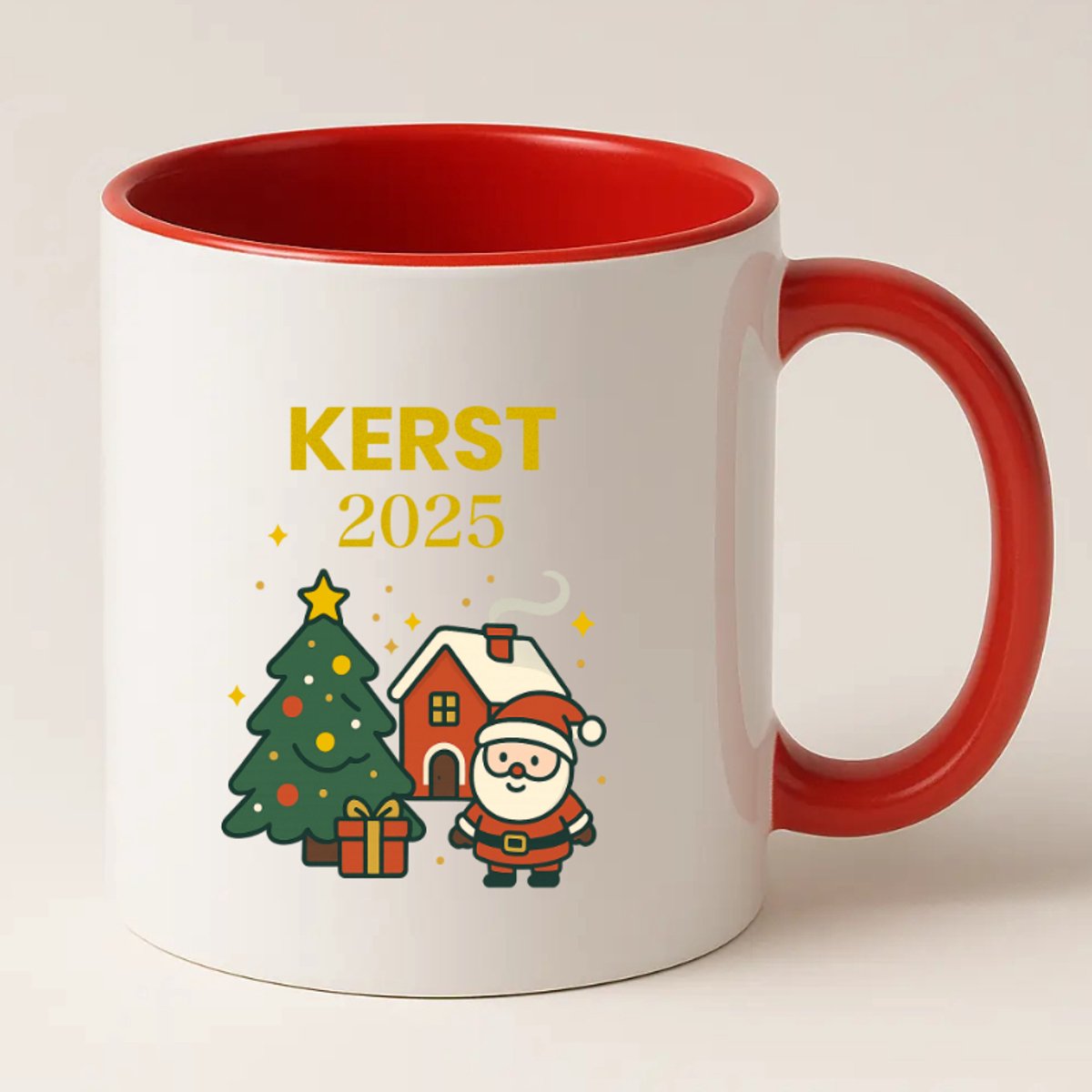 Kerstmok 2025 Rode mok - Kerstcadeautje voor onder de kerstboom - Voor thuis of op kantoor - Kerstcadeau