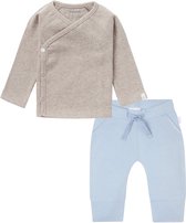 Noppies - Kledingset - 2 delig - Broek Naupli Lichtblauw - Shirt Nanyuki overslagshirt Taupe - Maat 44