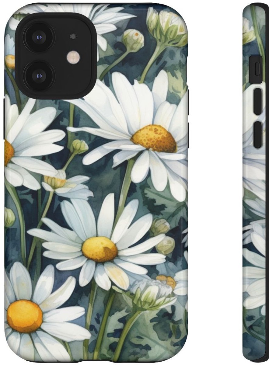 Witte Kamillebloemen in Aquarel – Telefoonhoesje Geschikt voor iPhone 12