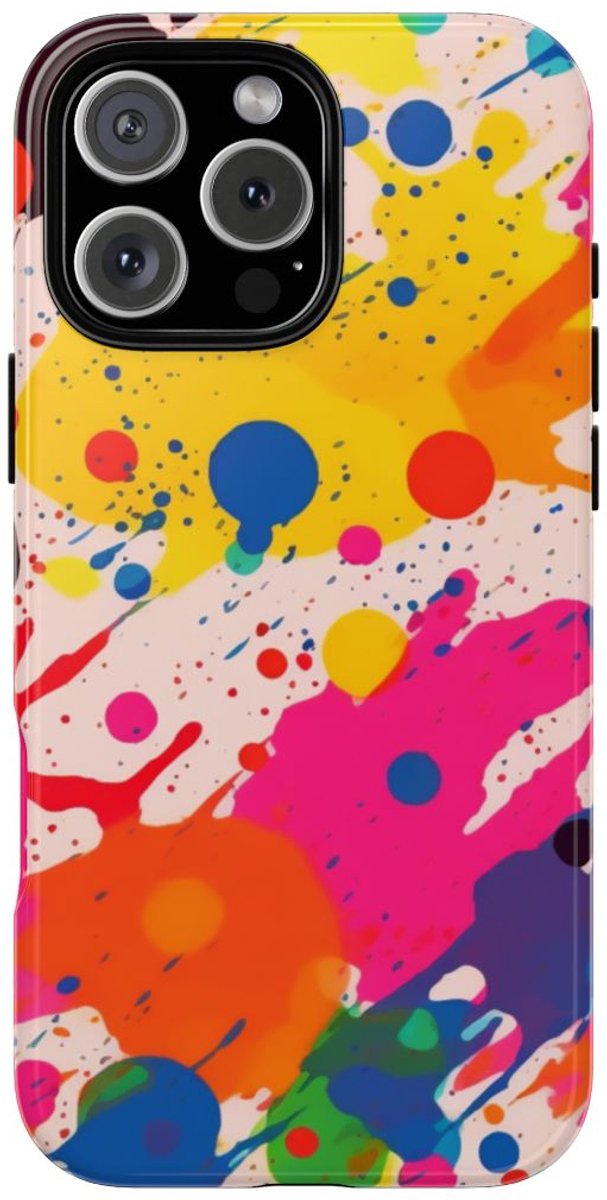 Kleurrijke Verfspatten Abstract Patroon – Telefoonhoesje Geschikt voor iPhone 16 Pro Max
