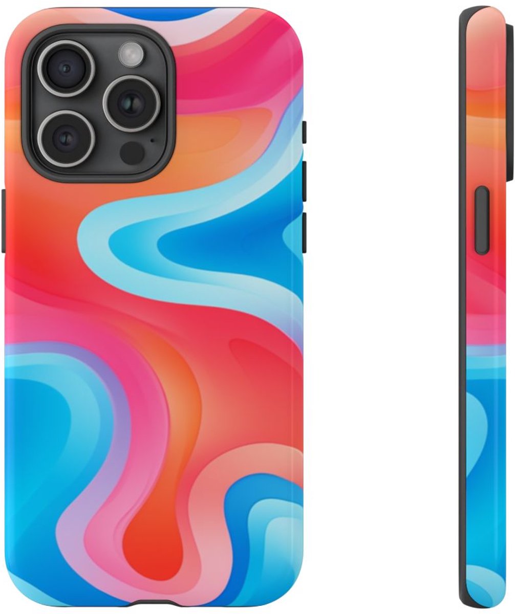 Kleurrijk Abstract Vormenpatroon – Telefoonhoesje Geschikt voor iPhone 15 Pro Max