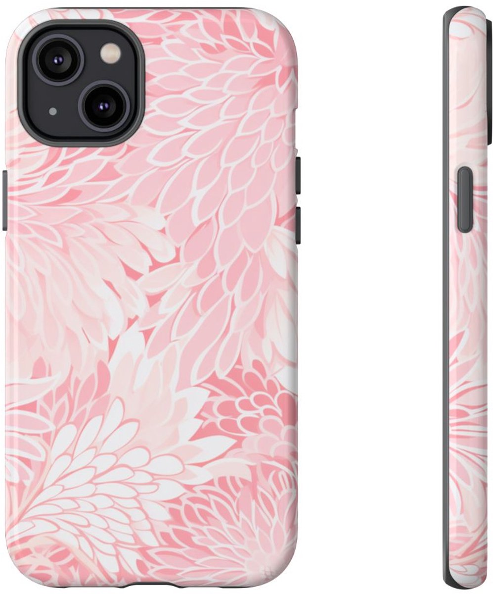 Lichtroze Bloemenpatroon – Telefoonhoesje Geschikt voor iPhone 14 Plus