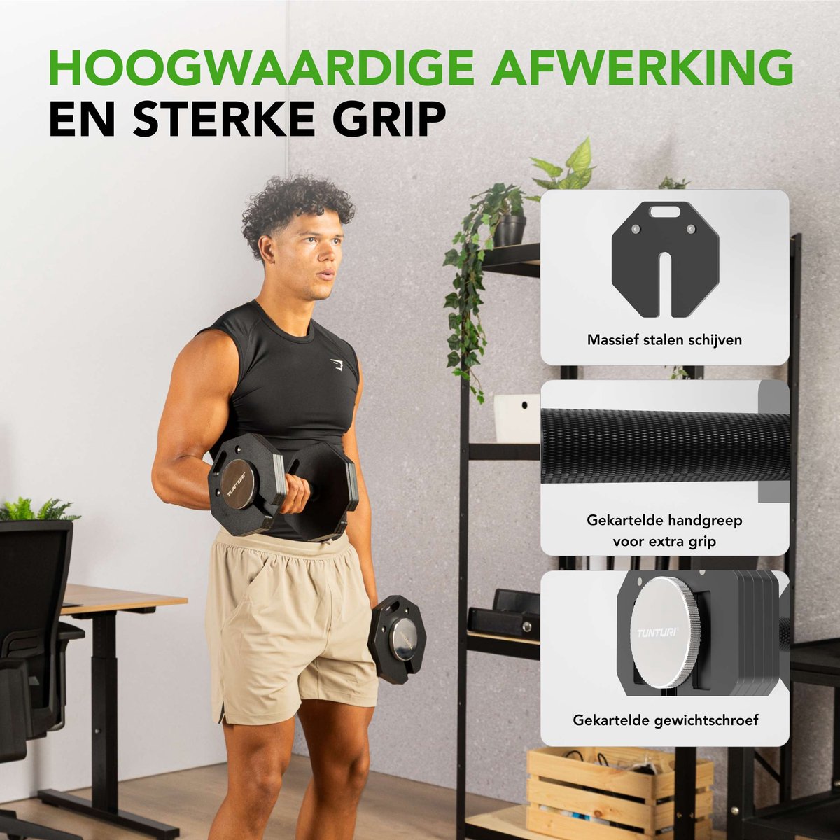 Tunturi Rapid Verstelbare Dumbbell – 53 kg – Verstelbaar van 4 tot 53 kg – 25 gewichten in één – Halterset voor thuisfitness – foto 8