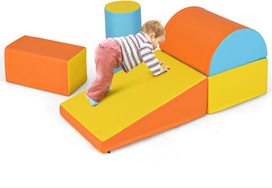 Ensemble de jeu d'escalade et de ramper COSTWAY 5 pièces pour Enfants Blocs de mousse souples et légers pour le développement
