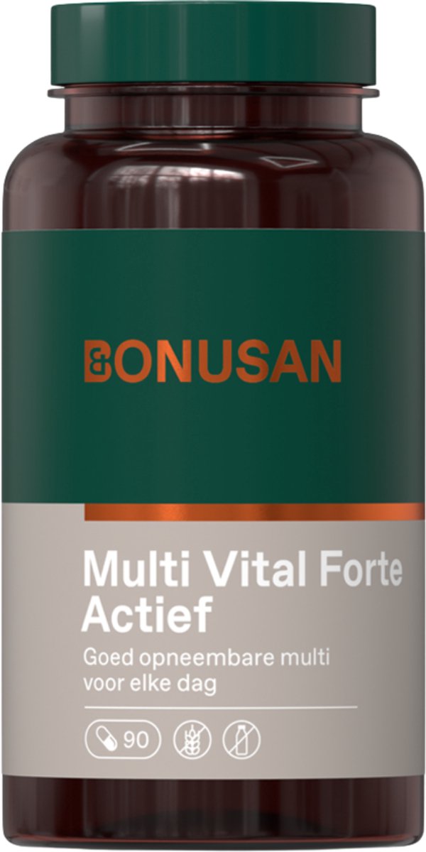 BONUSAN Multi Vital Forte Actief – 90 Capsules – Vitamine C, B6, B12 & Folaat – Dagelijkse Multivitamine