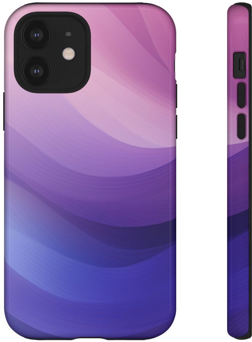 Paarse Gradient Abstracte Golven – Telefoonhoesje Geschikt voor iPhone 12
