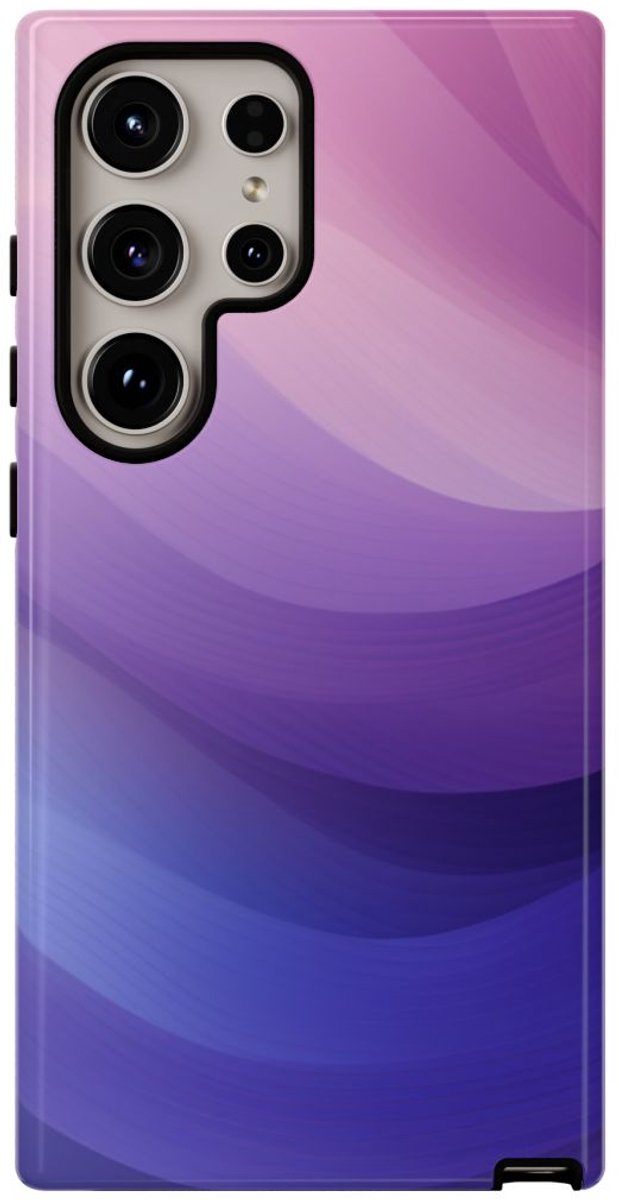 Paarse Gradient Abstracte Golven – Telefoonhoesje Geschikt voor Samsung Galaxy S24 Ultra