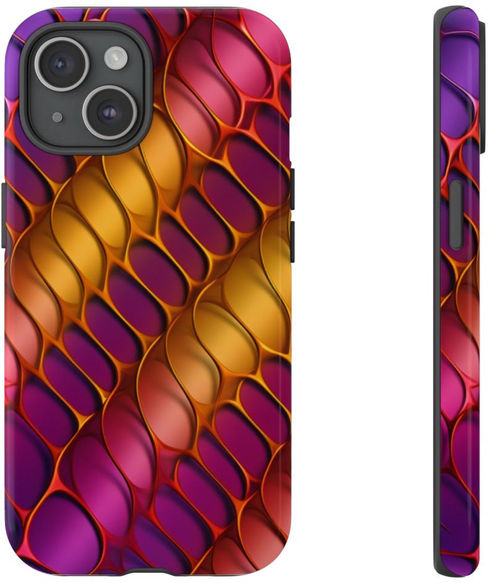 Levendig Abstract Metaalroosterpatroon – Telefoonhoesje Geschikt voor iPhone 15