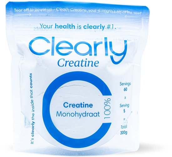 Clearly Creatine Monohydraat – 100% Pure Creatine – Ondersteunt Kracht, Explosiviteit en Spiergroei – 300g / 100 Porties