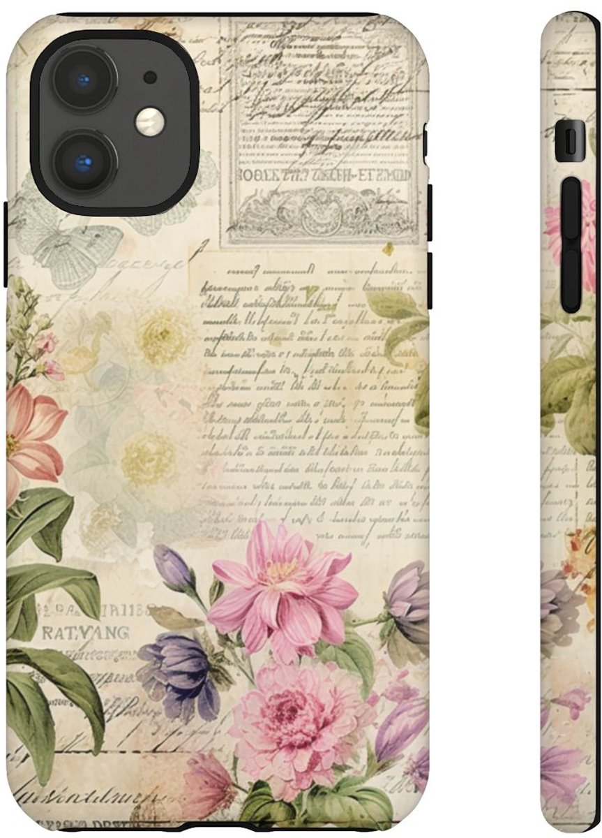 Vintage Bloemen Collage – Telefoonhoesje Geschikt voor iPhone 11