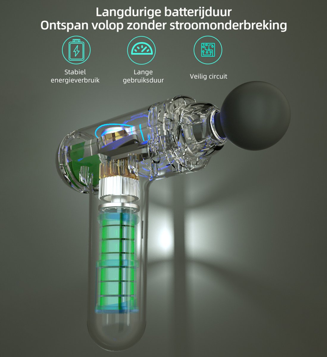 Afbeelding 2 van Massage Gun - Premium Massage Apparaat - Massage gun professioneel - Inclusief 4 opzetstukken - Massage pistool - Fitness - Zwart