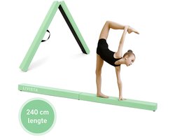 Livista Turnbalk - Voor thuis - Evenwichtsbalk - Balanstrainer - Balans speelgoed - Mintgroen - 240 cm - Incl. draagtas - Thuis Turnen
