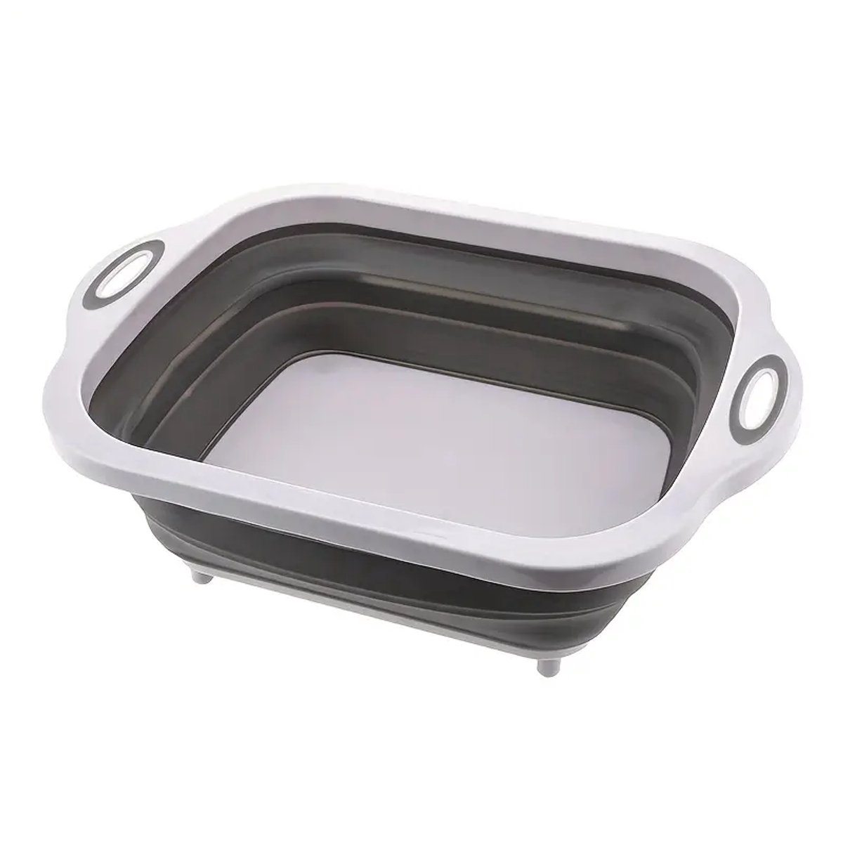 2-in-1 Opvouwbare Wasbak & Snijplank – 30x40 cm – Wit/Grijs
