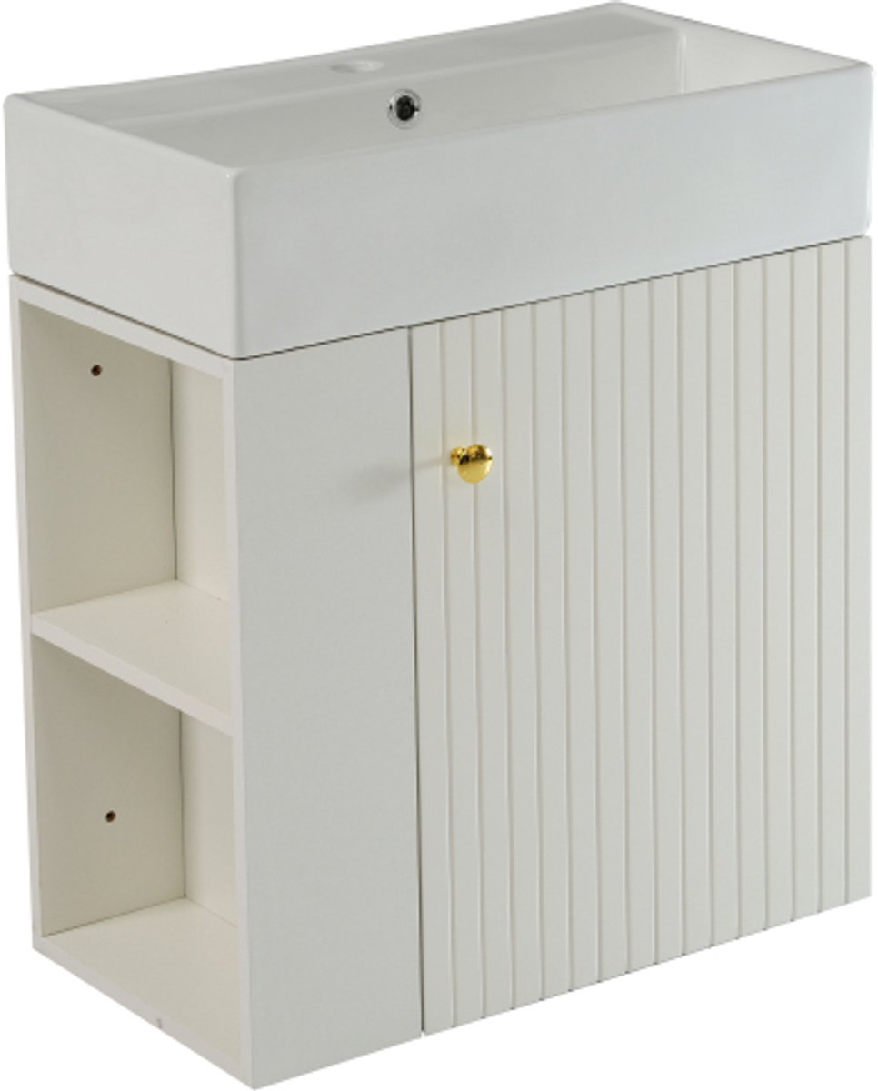 Badkamermeubel wastafel met badmeubel 55 cm, badmeubel, badmeubel hangend wit, klein gastenbadkamermeubel- Wit